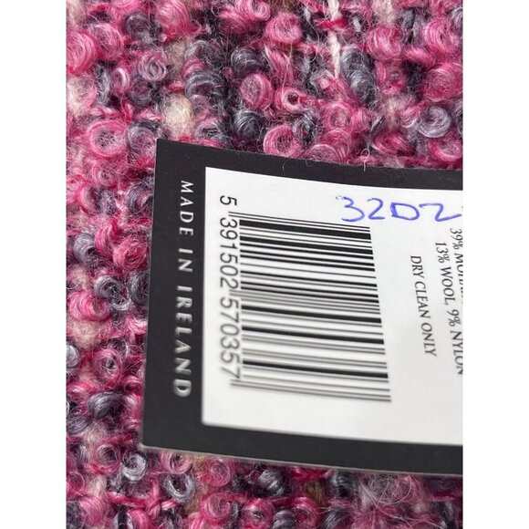 Mucros Weavers Mohair Blend Curly Weave Pink Fringe Scarf Made In Ireland - Picture 5 of 5